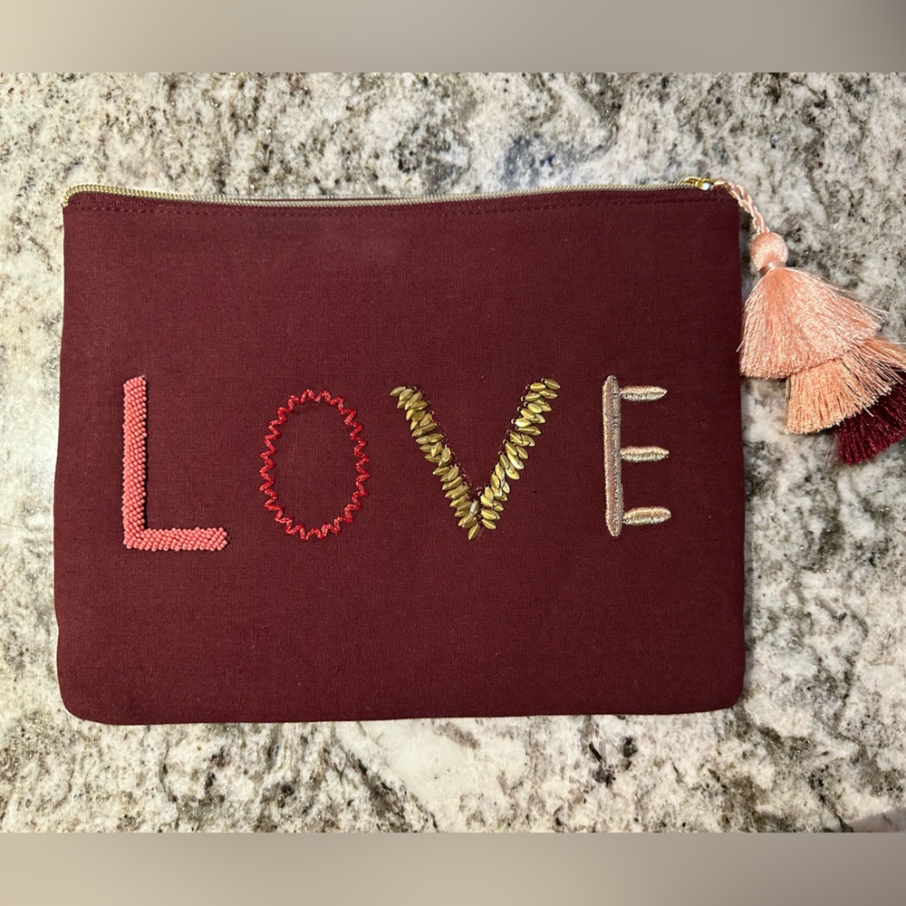 Stella & Dot LOVE Burgundy Clutch.